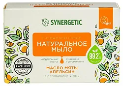 Мыло туалетное СИНЕРГЕТИК Натуральное масло мяты и апельсин 90г
