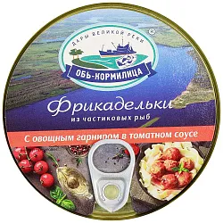 Фрикадельки ОБЬ-КОРМИЛИЦА рыбные с овощным гарниром в т/с ж/б 230г