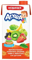 Сок АГУША яблоко банан клубника арония киви 0.5л