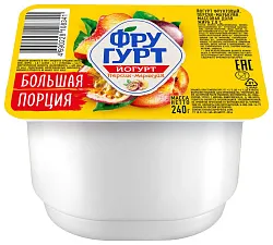 Йогурт ФРУГУРТ персик маракуйя бзмж 2% 240г
