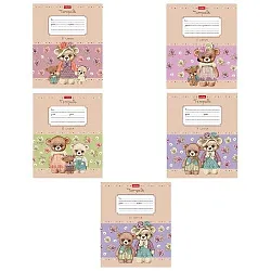 Тетрадь ХАТБЕР Мишки малышки косая линейка 12л арт.12Т5В6