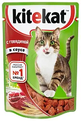 Корм для кошек КИТЕКЕТ с говядиной в соусе 85г