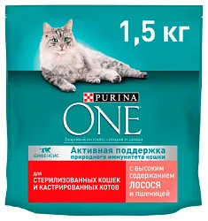 Корм для кошек ПУРИНА ВАН для стерилизованных и кастрированных с лососем и пшеницей 1.5кг