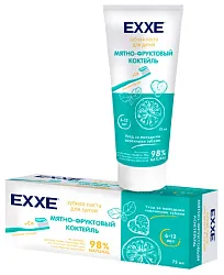 Зубная паста детская ЭКСЕ Мятно-фруктовый коктейль с 6 лет 75мл