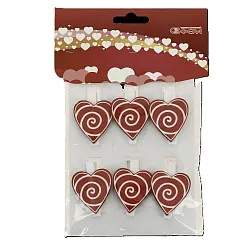 Декор СФЕРА Сердца на прищепке 6шт арт.3-0071