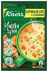 Чашка супа КНОРР куриный с сухариками 16г