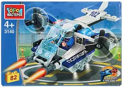 Конструктор ГОРОД МАСТЕРОВ Полицейский вертолет 82 детали арт.3140-CY