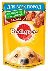 Корм для собак ПЕДИГРИ с кроликом с индейкой в соусе 85г