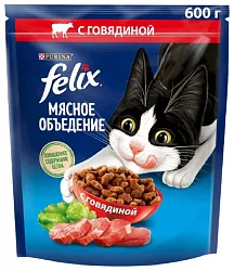 Корм для кошек ФЕЛИКС Мясное объедение говядина 600г