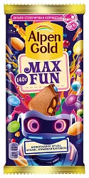 Шоколад АЛЬПЕН ГОЛД Макс Фан арахис шоколадное драже и карамель 140г