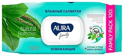 Влажные салфетки АУРА Освежающие 120шт