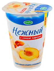 Йогурт КАМПИНА Нежный с соком персика бзмж 320г