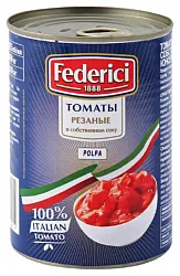 Томаты ФЕДЕРИЧИ резаные в с/с ж/б ключ 425мл