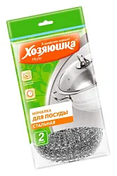 Мочалка для посуды ХОЗЯЮШКА МИЛА стальная 2шт
