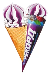 Мороженое СЛАВИЦА Рекорд с черничным и малиновым джемом бзмж рожок 180г