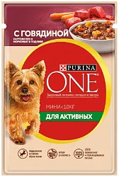 Корм для собак ПУРИНА ВАН Мини с говядиной картофелем и морковью для активных 85г