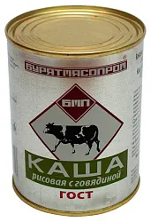 Каша БУРЯТМЯСПРОМ рисовая с говядиной ГОСТ ж/б 340г
