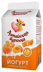 Йогурт АЛТАЙСКАЯ БУРЕНКА абрикос бзмж 2.5% пюр/пак 450г