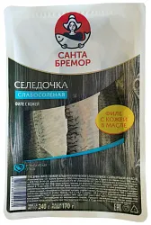 Сельдь САНТА БРЕМОР Атлантическая филе с кожей с/с 240г
