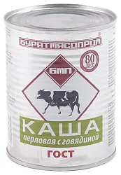Каша БУРЯТМЯСПРОМ Перловка с говядиной ГОСТ ж/б 340г