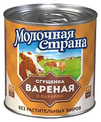 Молочный продукт МОЛОЧНАЯ СТРАНА Сгущенка вареная бзмж 4% ж/б 370г