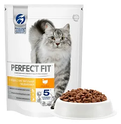 Корм для кошек ПЕРФЕКТ ФИТ Индейка с чувствительным пищеварением 1кг