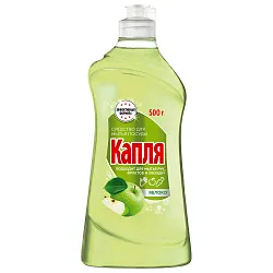 Средство для мытья посуды КАПЛЯ Супер яблоко активный кислород 500мл