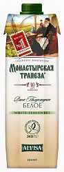 Вино МОНАСТЫРСКАЯ ТРАПЕЗА белое п/сл 10-12% т/пак 1л