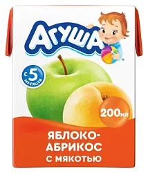 Сок АГУША яблоко и абрикос с мякотью 200мл