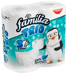 Туалетная бумага ФАМИЛИЯ Трио белая 3сл 4рул