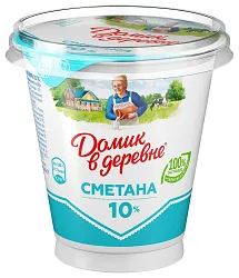 Сметана ДОМИК В ДЕРЕВНЕ бзмж 10% стакан 300г