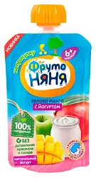 Пюре ФРУТОНЯНЯ яблоко манго с йогуртом бзмж м/у 90г
