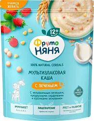Каша ФРУТОНЯНЯ мультизлаковая земляничное печенье кукурузные сердечки 190г