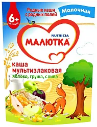 Каша МАЛЮТКА мультизлаковая фрукты молочная бзмж 220г