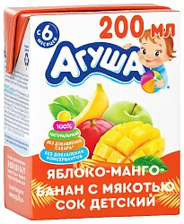 Сок АГУША яблоко манго банан 200мл