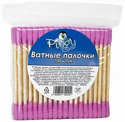Палочки ватные ПИНГИ цветные бамбук пэт 100шт
