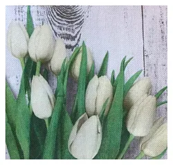 Салфетки БУКЕТ Белые тюльпаны 33*33см 3сл 20шт