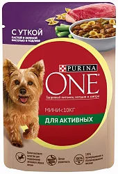 Корм для собак ПУРИНА ВАН Мини с уткой пастой и зеленой фасолью для активных собак 85г