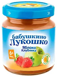 Пюре БАБУШКИНО ЛУКОШКО яблоко клубника ст/б 100г