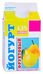 Йогурт ИРМЕНЬ питьевой фруктовый с грушей бзмж 2.5% 450г