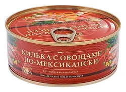 Килька ТЭСТИ ТИНС по-мексикански в т/с с овощами ж/б ключ 240г