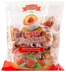 Мини-маффины РУССКИЙ БИСКВИТ клубника со сливками 465г