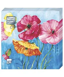 Салфетки ХОУМ КОЛЛЕКШН Акварельные маки 33*33см 3сл 20шт