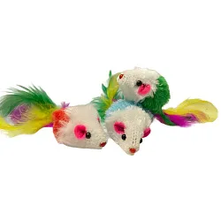 Игрушка для кошек ФОКСИКЕТ Набор мышей с перьями 3шт