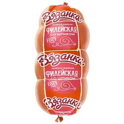 Колбаса ВЯЗАНКА Филейская с шпиком вареная 350г
