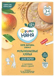 Каша ФРУТОНЯНЯ мультизлаковая безмолочная яблоко груша с пребиотиком карт/уп 200г