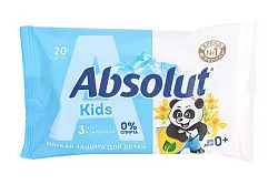 Влажные детские салфетки АБСОЛЮТ Кидс череда 20шт