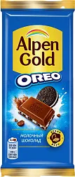 Шоколад АЛЬПЕН ГОЛД Орео белый со вкусом ванили и печенья 85г