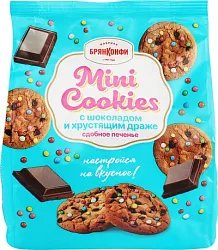 Печенье БРЯНКОНФИ Мини кукис с шоколадом и драже 200г