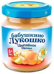 Пюре БАБУШКИНО ЛУКОШКО рагу овощное с цыпленком ст/б  100г